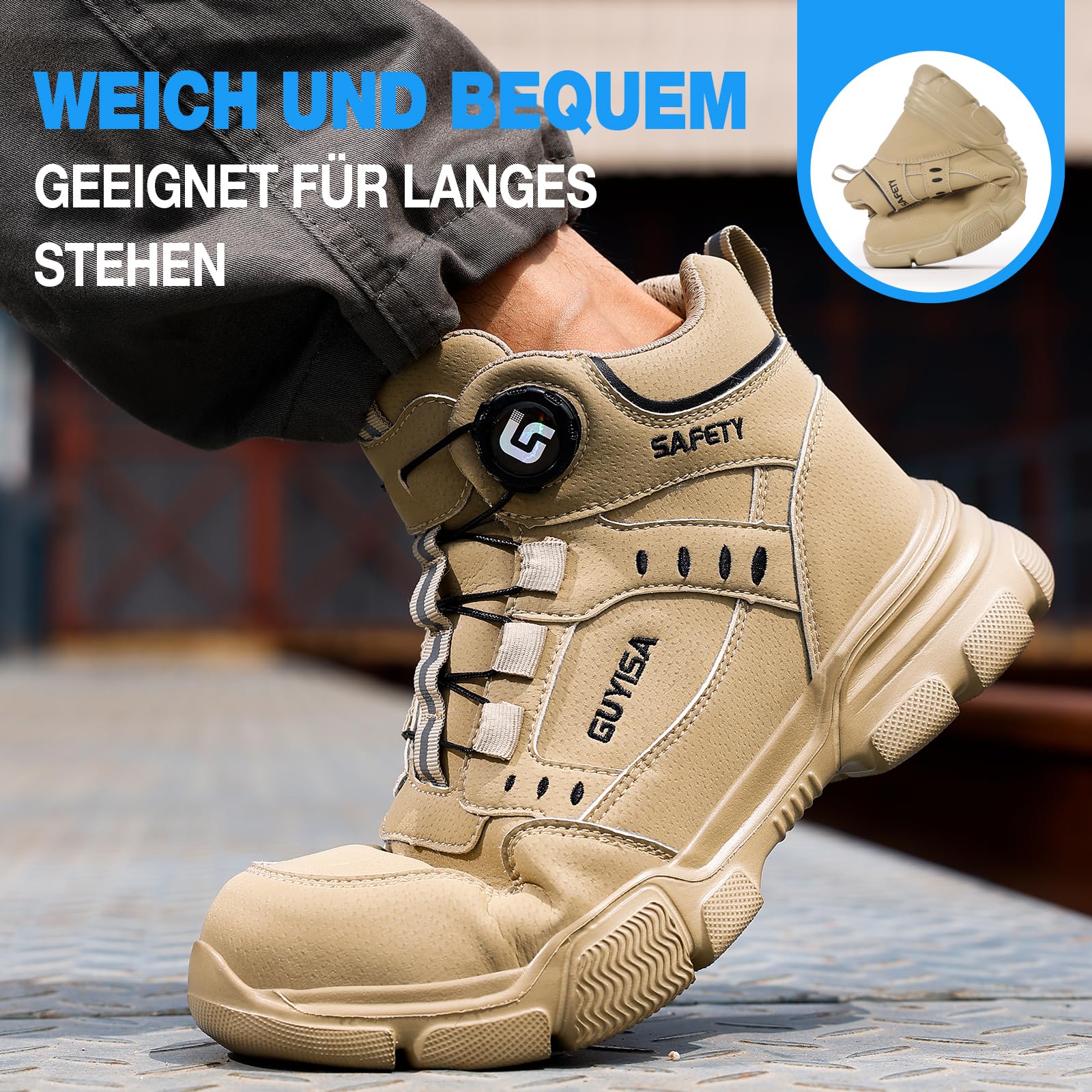 LAoutun Sicherheitsschuhe Arbeitsschuhe Herren Arbeitsstiefel Stahlkappenschuhe Herren Leicht Arbeits- & Berufsschuhe Schnürsenkel Schnellverschluss Arbeitsstiefel Größen 38-50 EU
