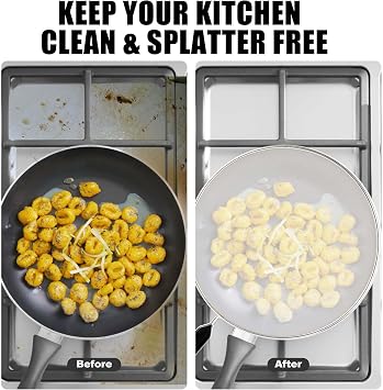 Splatter Screen for Frying Pan, Grease Splatter Guard, Stainless Steel Splatter Guards for Frying with Long Handle, Kitchen Oil Splash Guard Cooking Shield, Fine Mesh Strainer (Black, 12 inch)