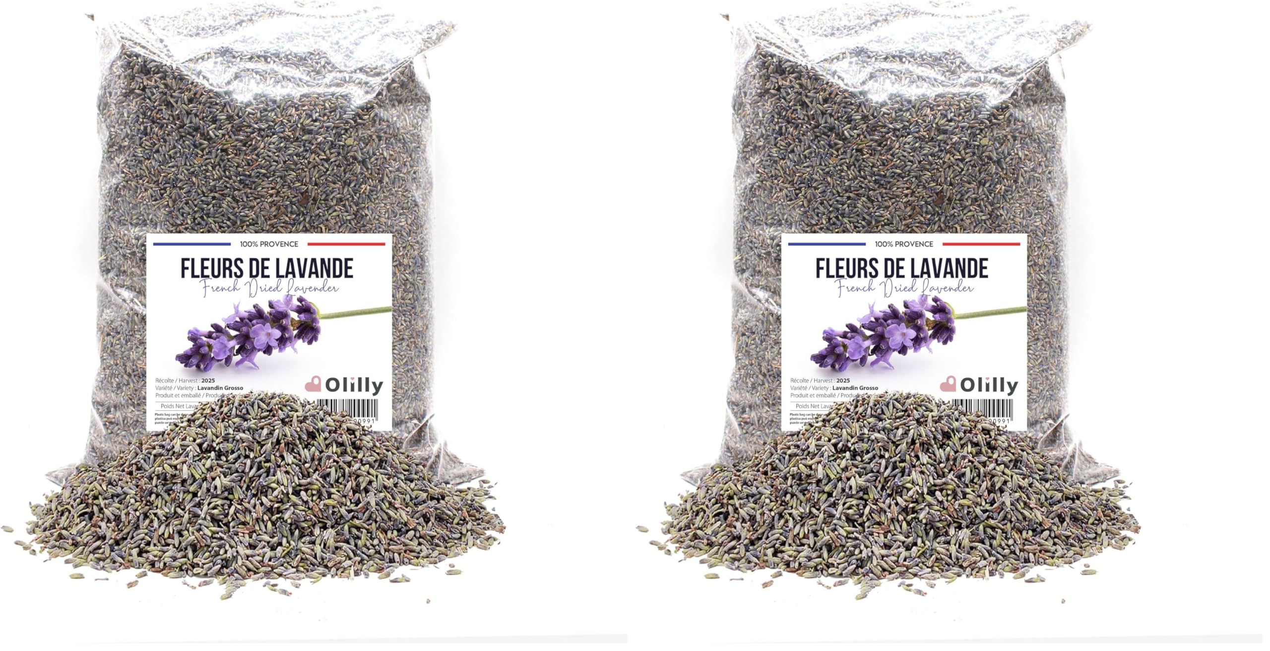 Fleurs de lavande séchée de Provence OLILLY lot de 2 x 1 kg