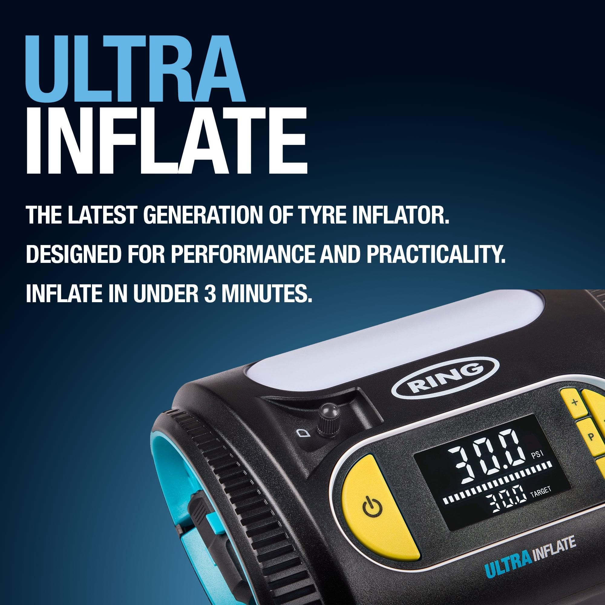 RING ULTRAINFLATE 20 Digital Tyre Inflator Air Compressor - Featuring Auto-Stop & Progress Meter - Compact, Reliable & User-Friendly Tyre Pressure Solution — view 3