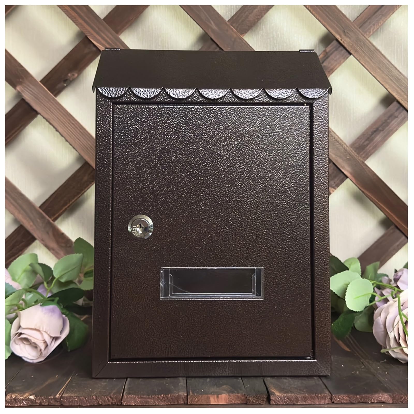 NQNFWCRJ European Lockable Metal Mailbox Home Wall Mounted Letterbox Outdoor Rainproof and Water Proof Mailboxes with Transparent Viewing Port
