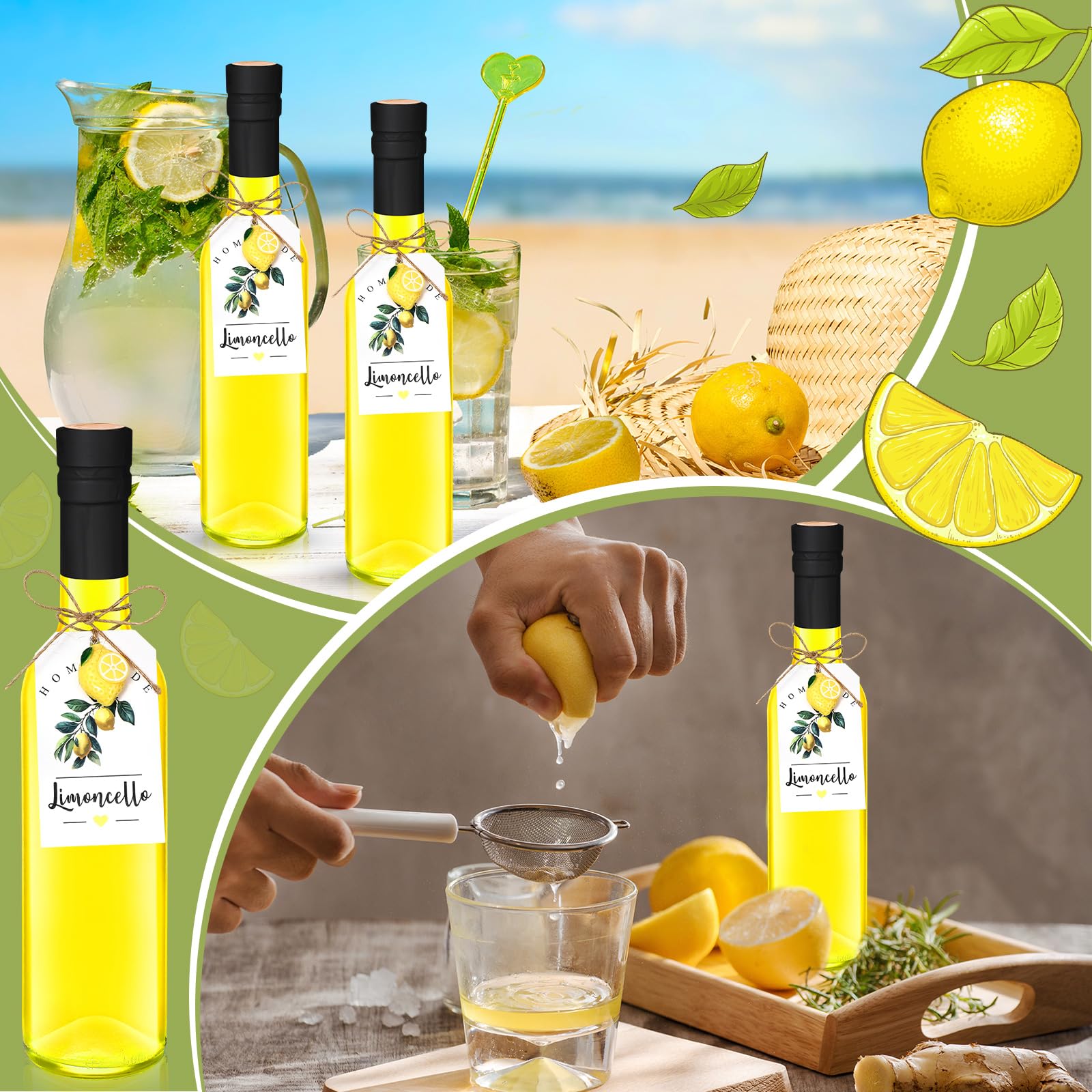 Amazon.com: Teenyyou 6 Set 12oz Limoncello Glass Bottles for