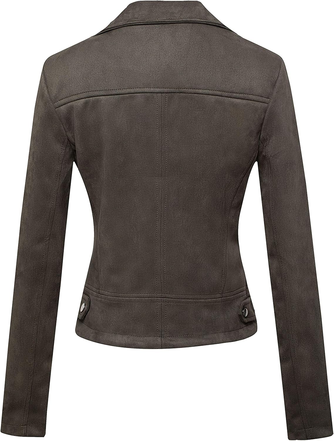 Tanming Women's Faux Leather Moto Biker Short Coat Jacket H Suede-armygreen Small