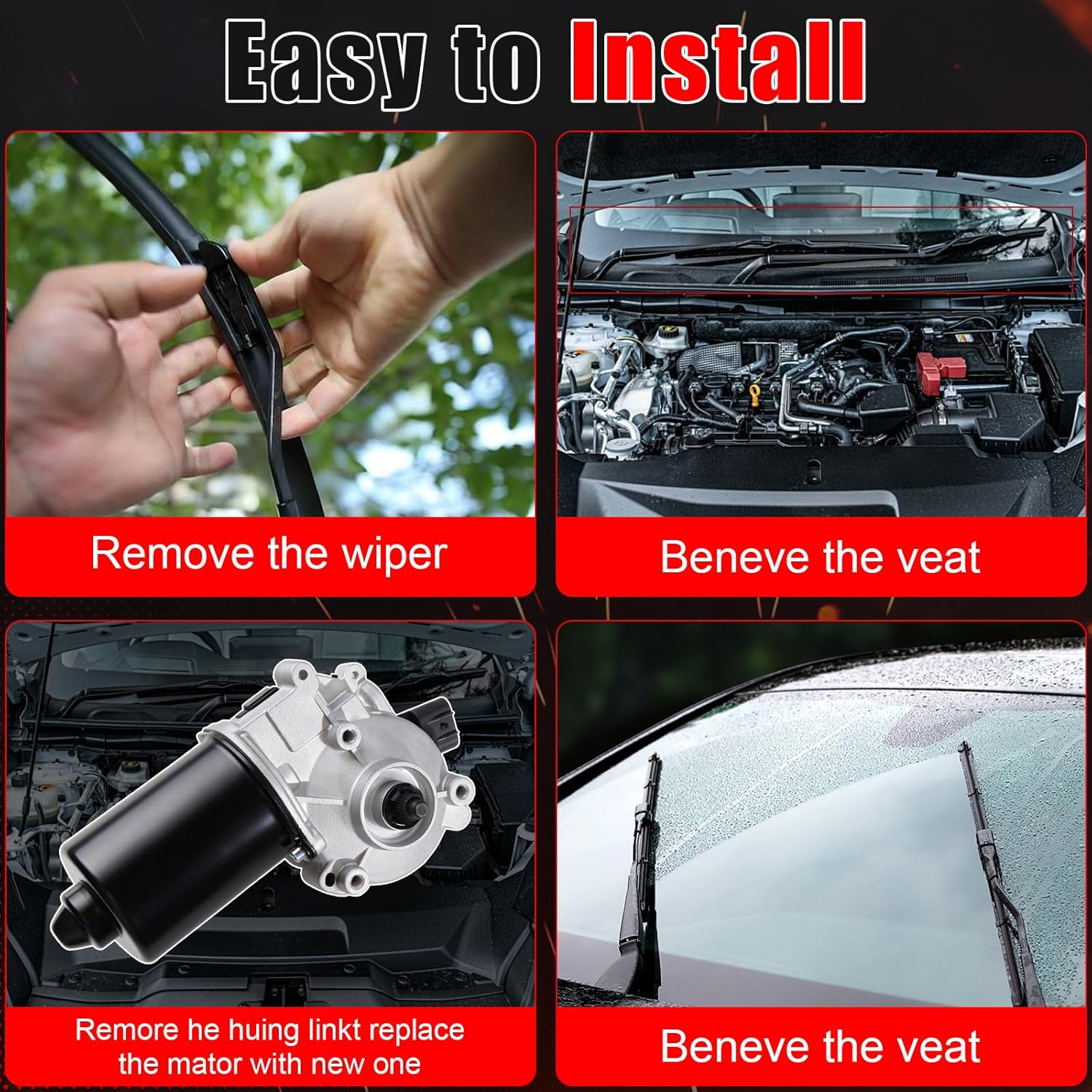 Front Windshield Wiper Motor 40-1089 Fit for Cadillac Escalade 2007-2014, for Chevrolet Avalanche 2007-2013, for GMC Sierra 1500 2007-2018 Replacement for 15779727 Direct Fit Wiper Motor Assembly