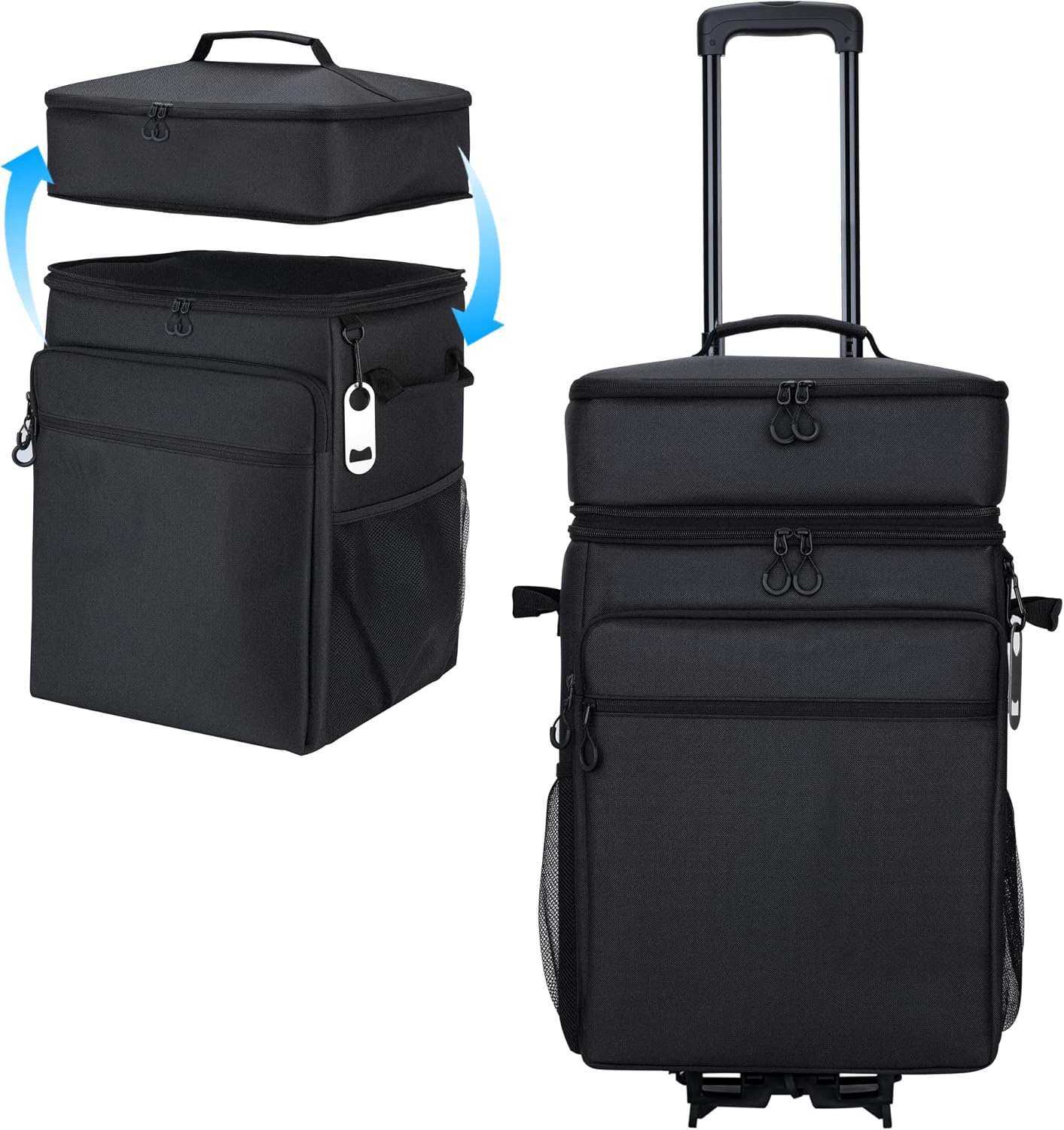 Rolling Cooler 80-Can, Leakproof Insulated Soft Cooler with Wheels | Collapsible Rolling Cooler Bag with Wheels and Handle for Beach Picnic Camping Shopping Travel