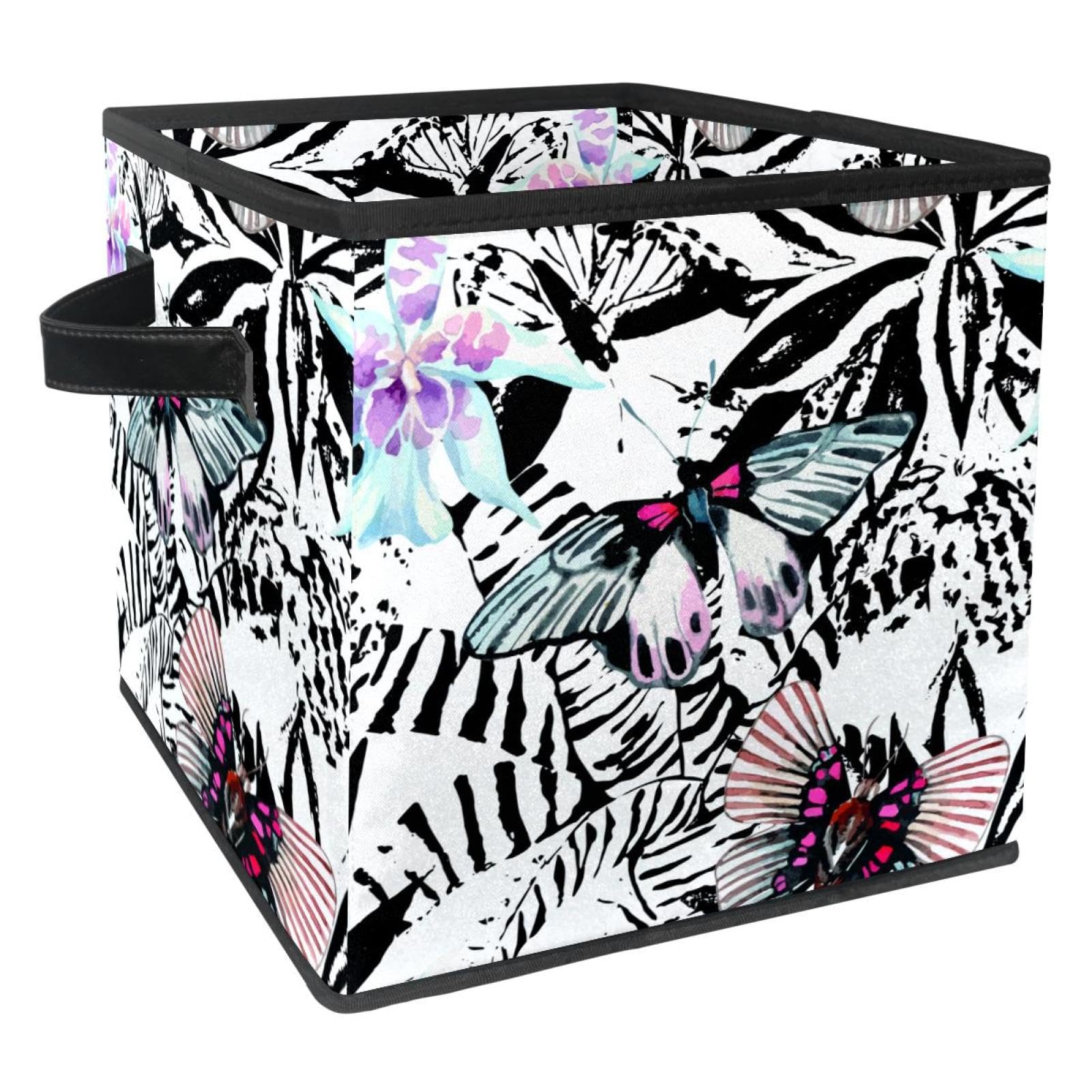 Boîte de rangement en tissu pour chambre et placard cube pliable motif floral