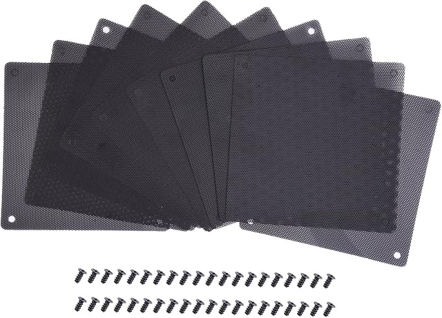 EBOOT 120 mm PC Fan Filters Dust Filter Computer Fan Filter Cooler PVC Black Dustproof Case Cover Computer Mesh 10 Packs with 40 Pieces of Screws