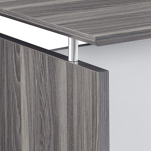 Vista 4 de Mayline MNDS63LGS Medina Escritorio de borde recto, 63 pulgadas de ancho, laminado de acero gris Gris acero