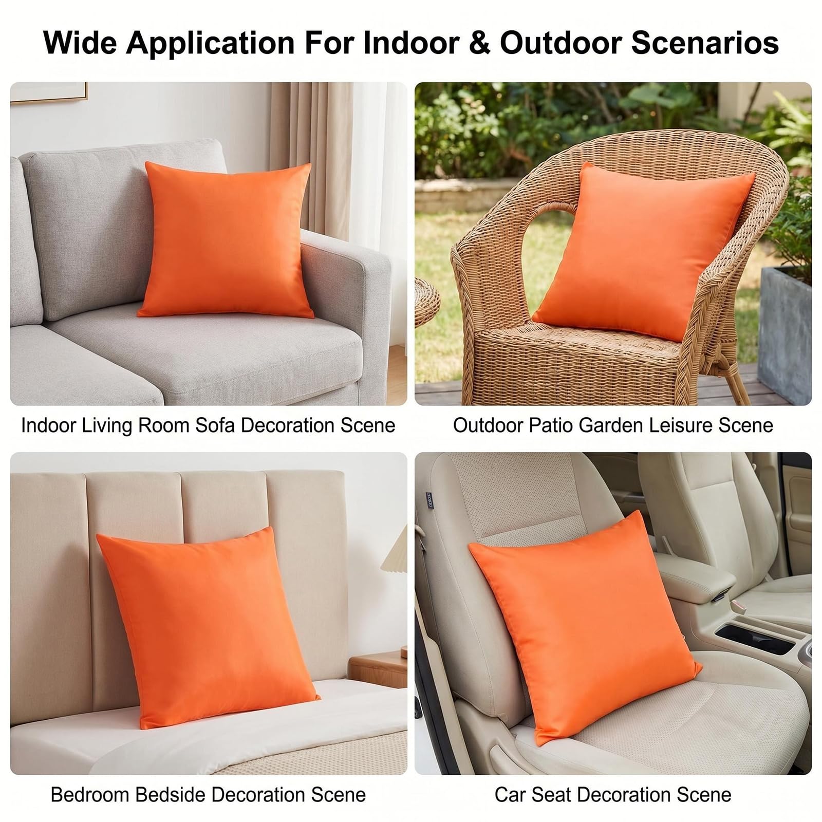 Wasserdichte Outdoor-Kissenbezüge, 45,7 x 45,7 cm, PVC-beschichtet, quadratisch, Kissenbezüge für Garten, Terrasse, Sofa, Balkon, Zelt, dekorative Wurfkissen, Muscheln, Orange, 2 Stück