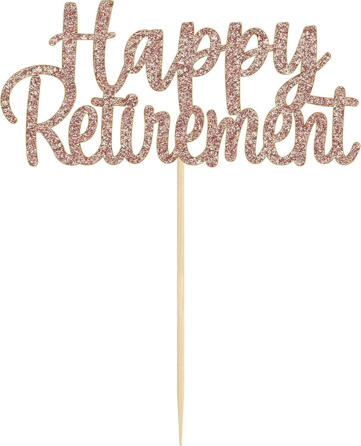 Gyufise Rose Gold Glitter Happy Retirement Cake Topper Retirement Cake Decoration Picks for Retired Party Cake Decoration Party Supplies 1 Pack - Image 4