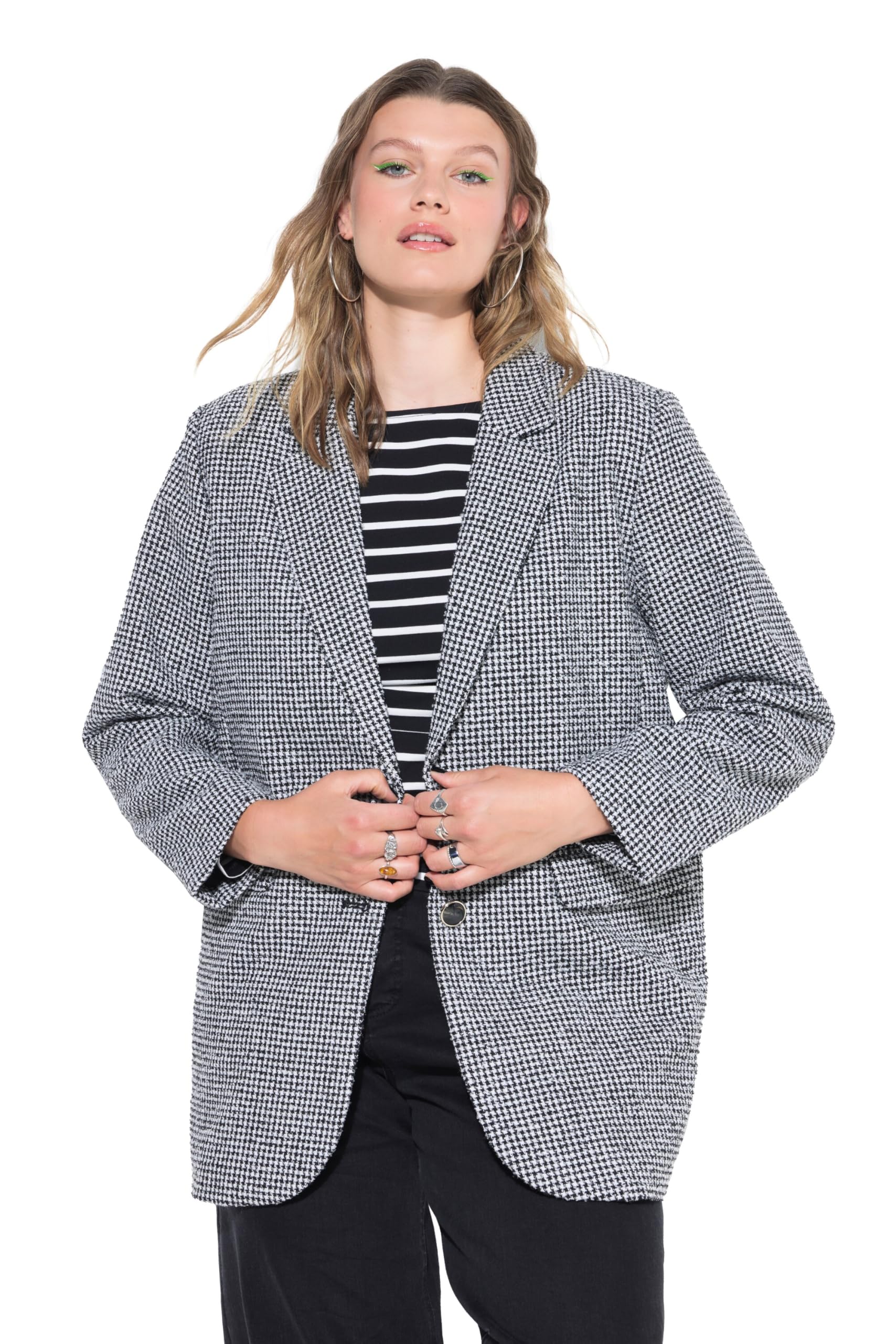 Studio Untold Damen große Größen Übergrößen Plus Size Blazer, Oversized, Hahnentritt-Struktur 843970