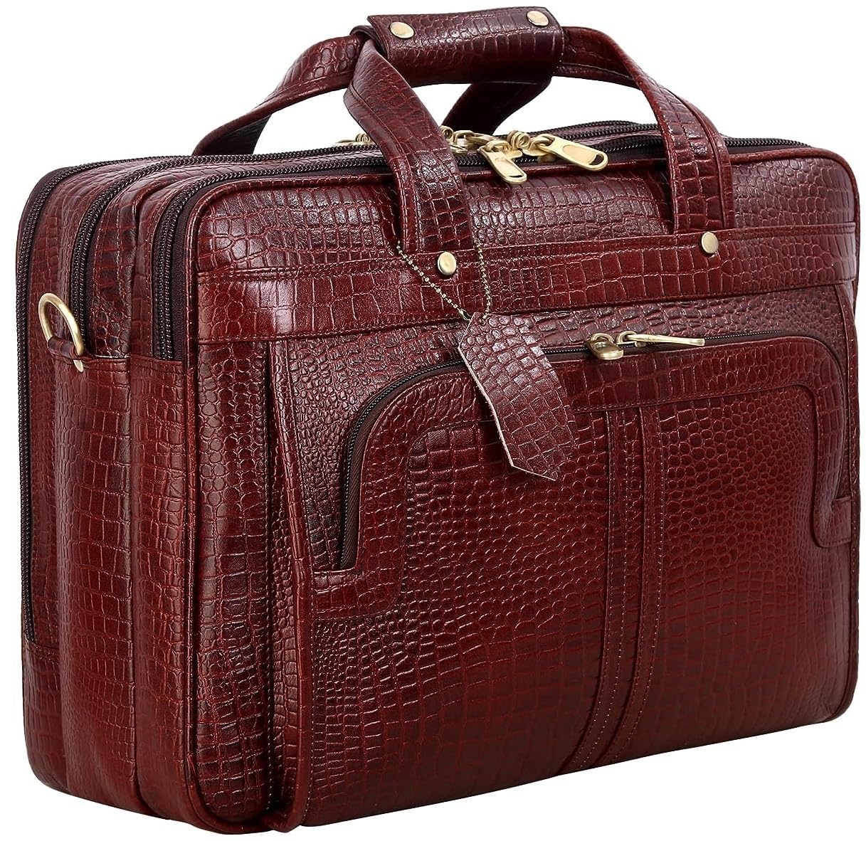 LV Top Grain Natural Leather Office leather Laptop Shoulder Bag For Men Office Use Laptop Compartment Size H16 x L12 x W6 INCH | 24 Liters