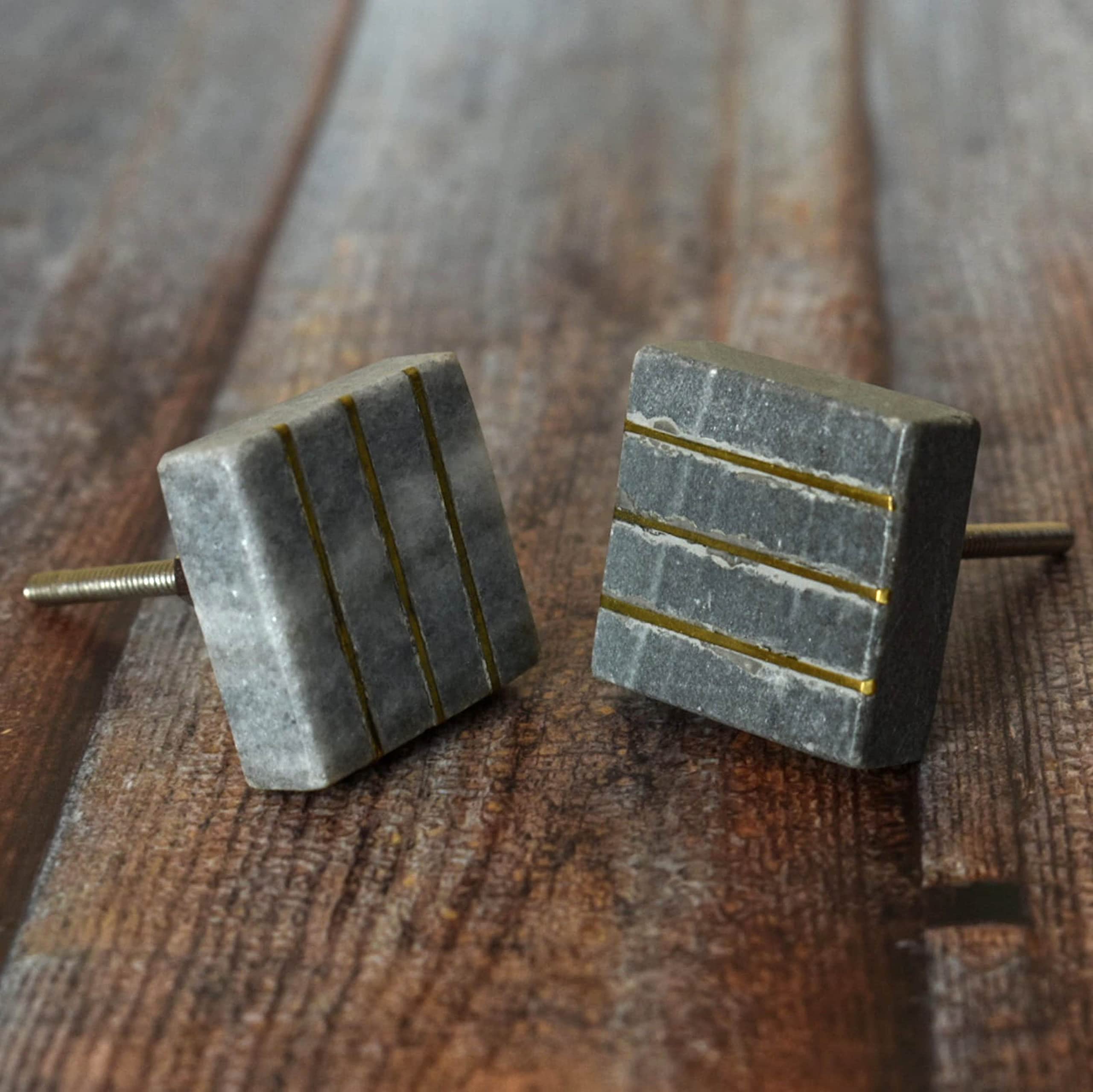 ARTISNO Square Marble Brass Knob, Modern Cabinet Knob, Decorative Hardware, Furniture Hardware, Cabinet Handles - Image 3