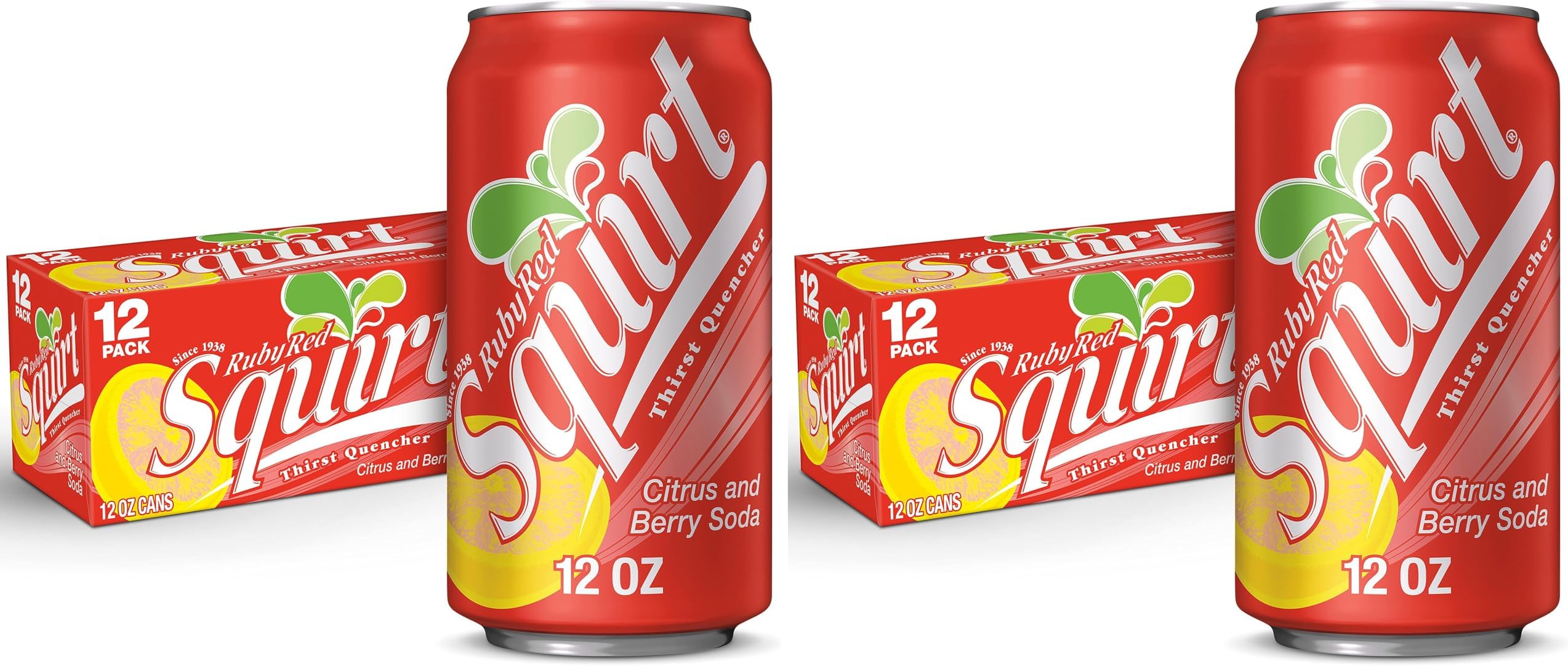Squirt Ruby Red Grapefruit Soda, 12 fl. oz. Cans, 12 Pack (Pack of 2)