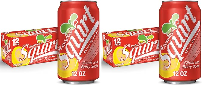 Squirt Ruby Red Grapefruit Soda, 12 fl. oz. Cans, 12 Pack (Pack of 2)