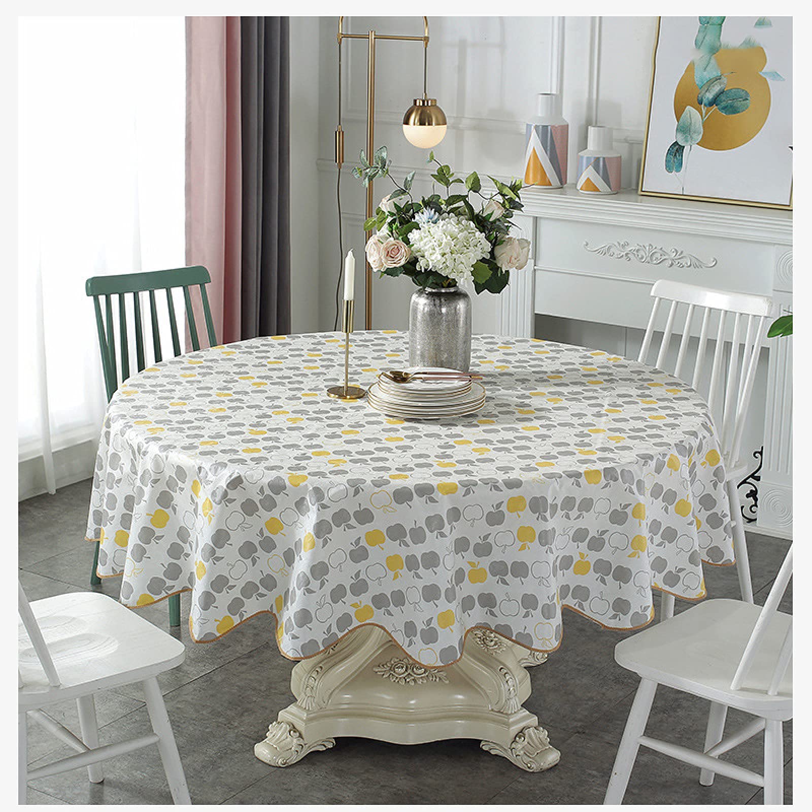 Nappe ronde imperméable et anti-huile en PU facile à nettoyer