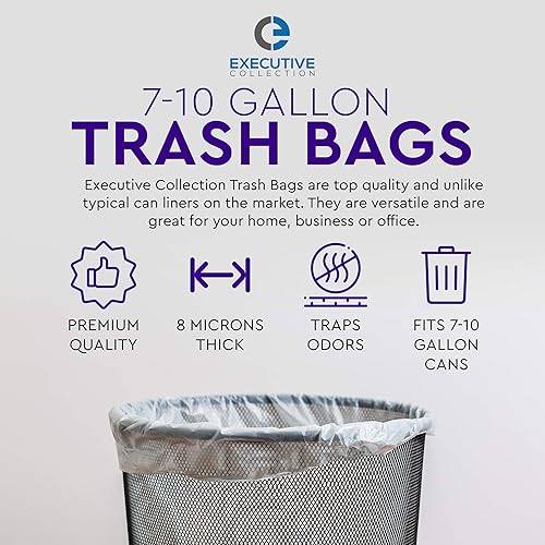 Miniatura 2 de Executive Collection - Bolsas de basura transparentes de 7 a 10 galones, paquete a granel, bolsas de basura de tamaño mediano para latas de basura