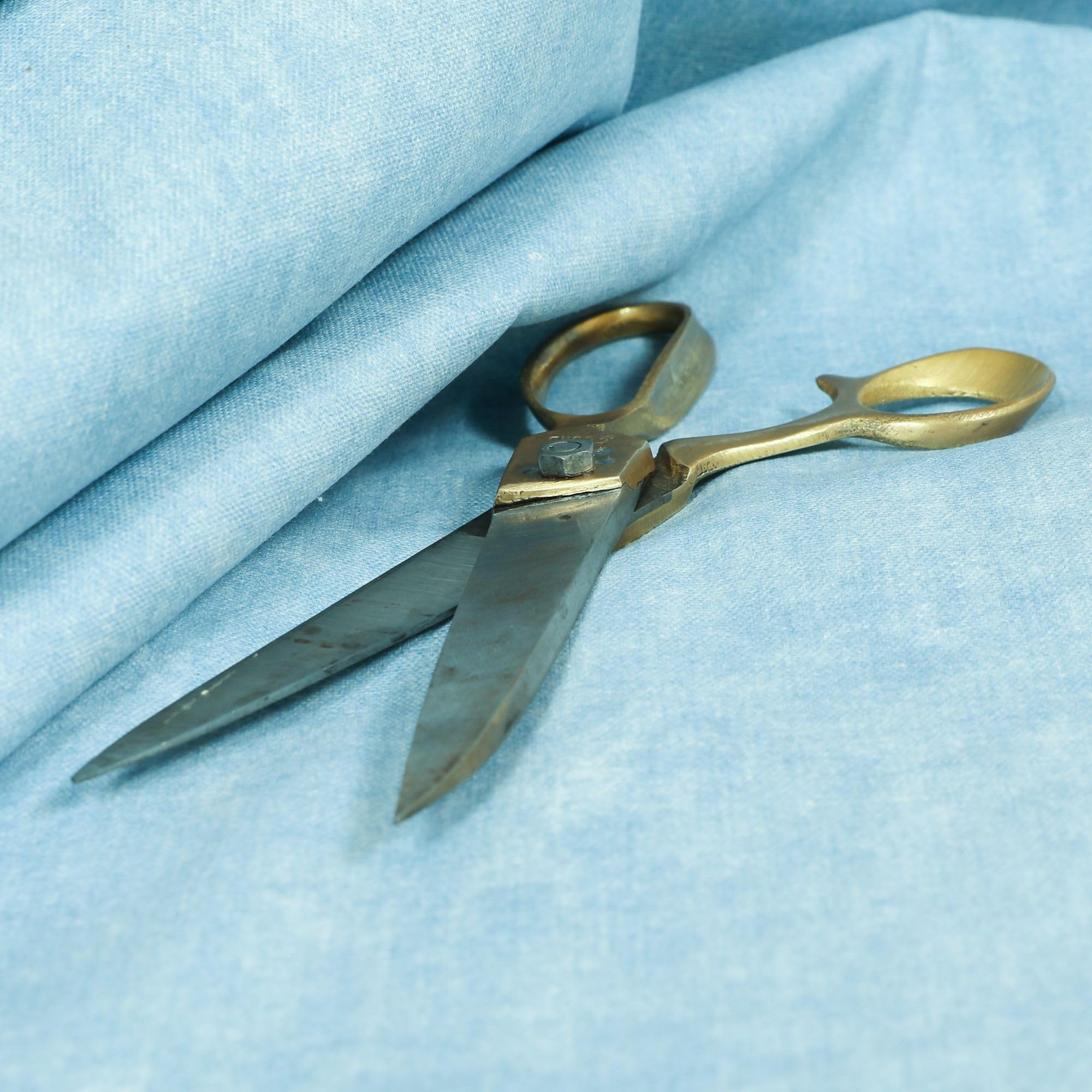 Redbrick Mill Fabrics Flame Retardant Quality Pastel Effect Cotton Chenille Plain Curtain Furnishing Upholstery Fabric (Blue, Per Metre)