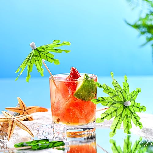 Miniatura 3 de Geiserailie 40 piezas de sombrillas de bebida, palillos de cóctel de palmera de coco para bebidas, mini paraguas de papel, palillos de dientes para