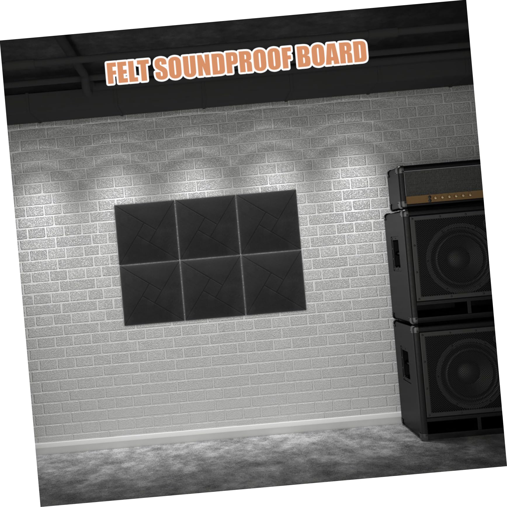 Panneau Acoustique Auto Adhésif Noir 6 Pièces en Fibre de Polyester