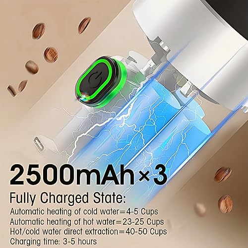 Miniatura 6 de Cafetera portátil de café expreso – Cafetera de viaje recargable USB-C autocalentable para automóvil, campamento, oficina, senderismo, cafetera