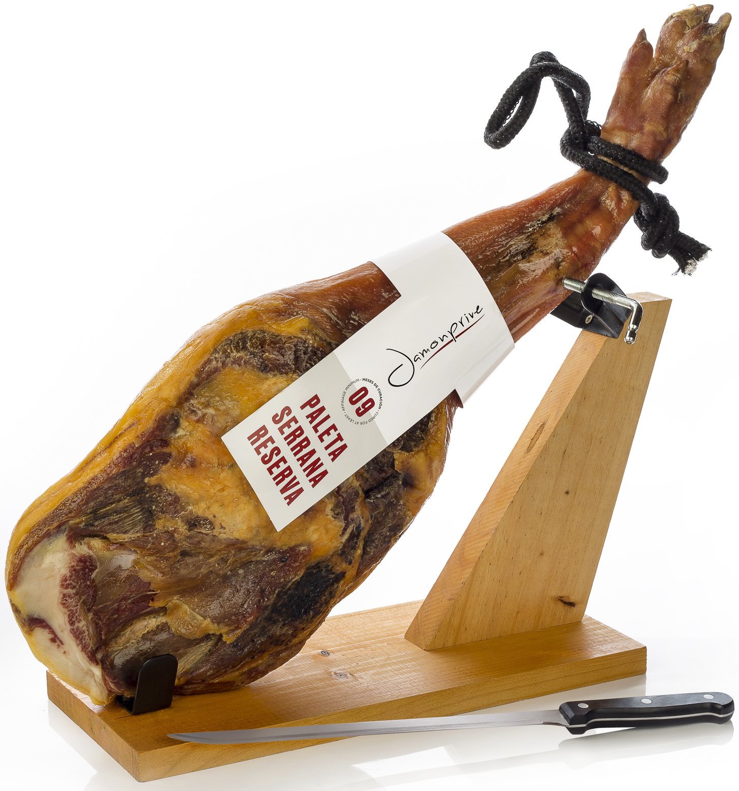 Paleta de Jamón Serrano Semideshuesada 4-4.5 Kg + Jamonero + Cuchillo - Paletilla Serrana