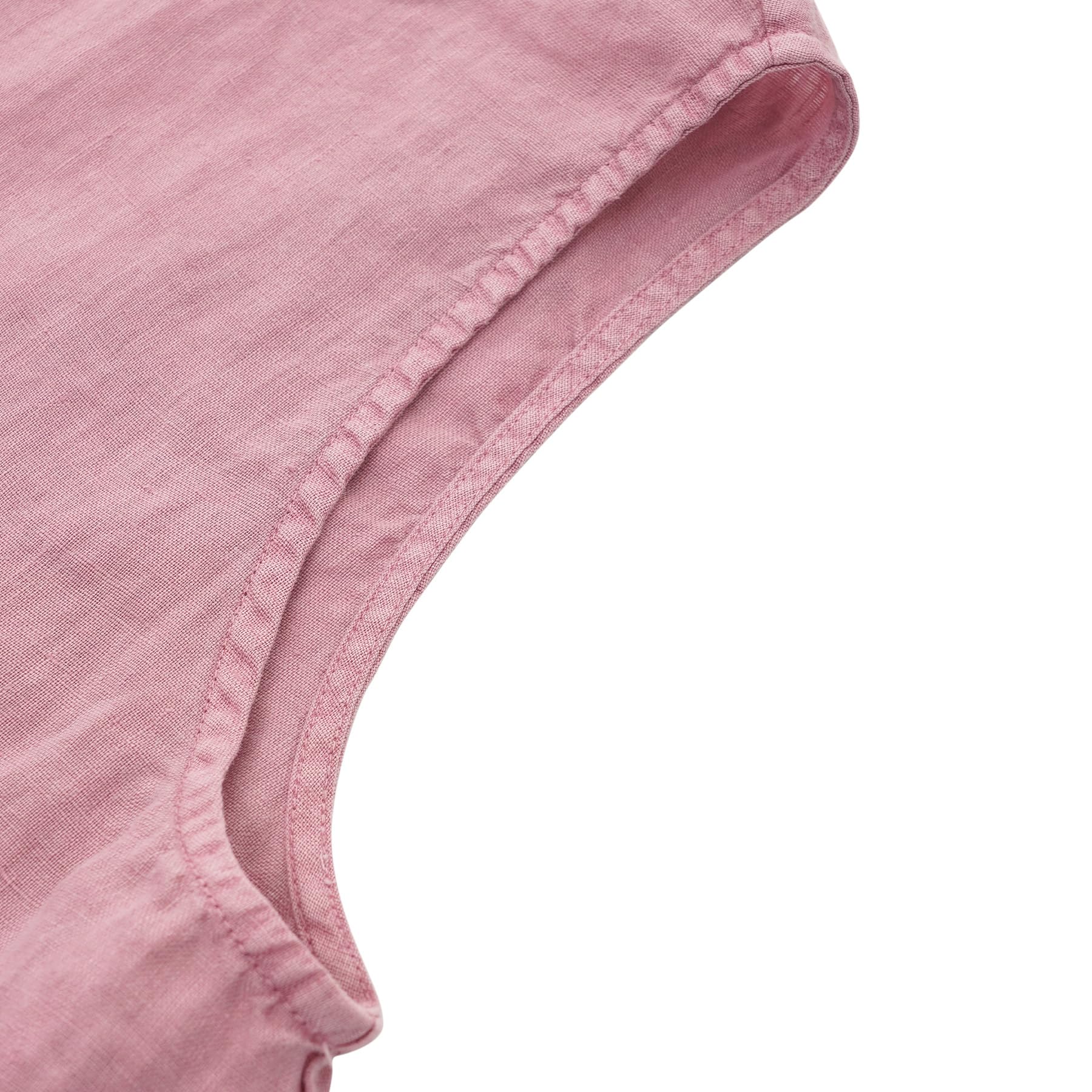 Amazhiyu Camicetta da donna in 100% lino, casual, estiva, senza maniche, scollo rotondo, tinta vegetale, per taglie S-XL
