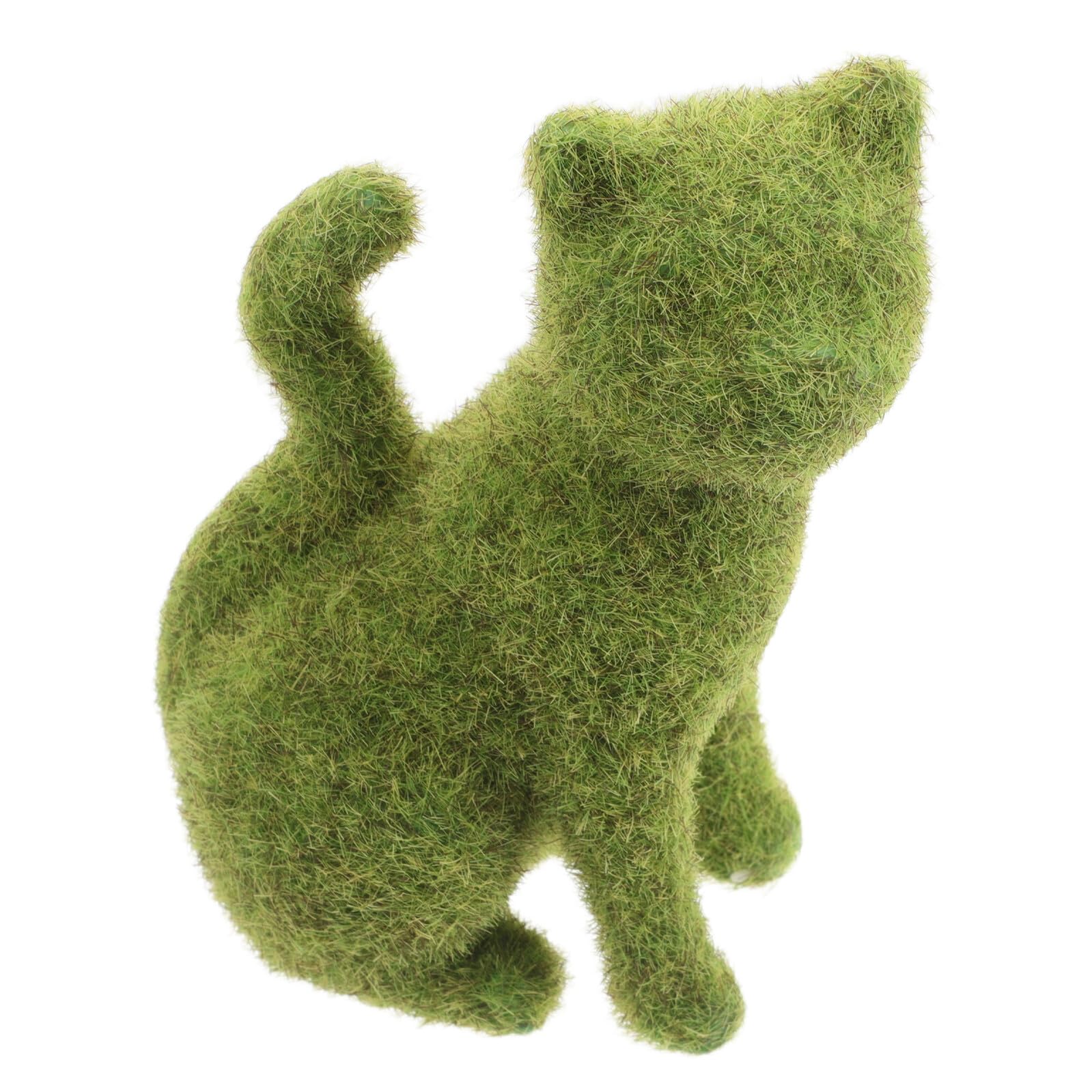 Chaton Assis Floqué Vert pour Jardin - Un Ornement Animal Amusant pour Votre Extérieur
