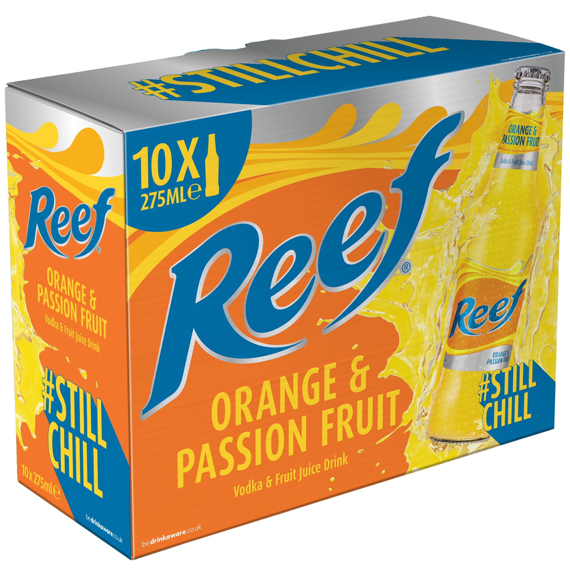 Reef Drink | Still Alcopop | 10 x 275ml Bottles | 3.4% ABV | Orange & Passion Fruit | Vodka And Fruit Juice Drink | Ready To Drink | Fridge Pack