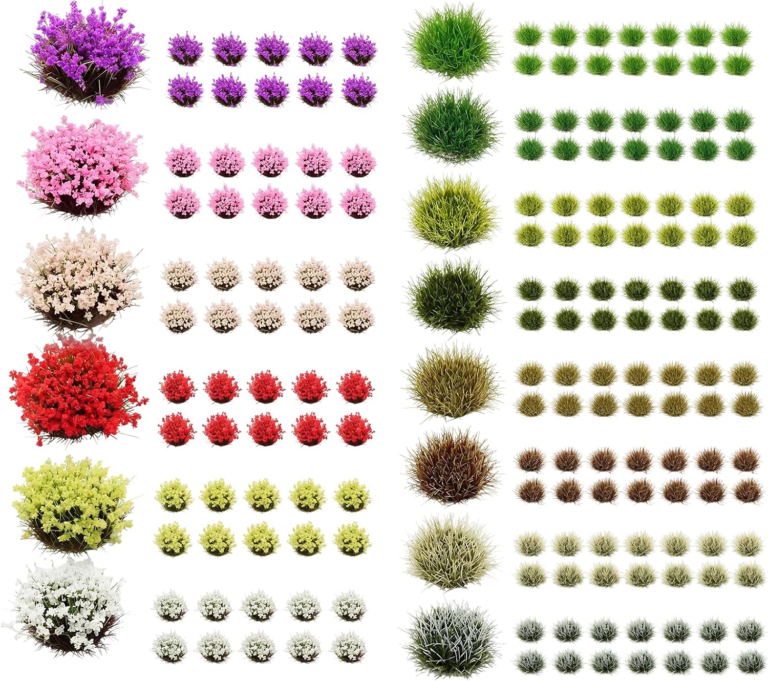 188 Pcs Colorful Static Grass Flower Tufts for Train Diorama Scenery