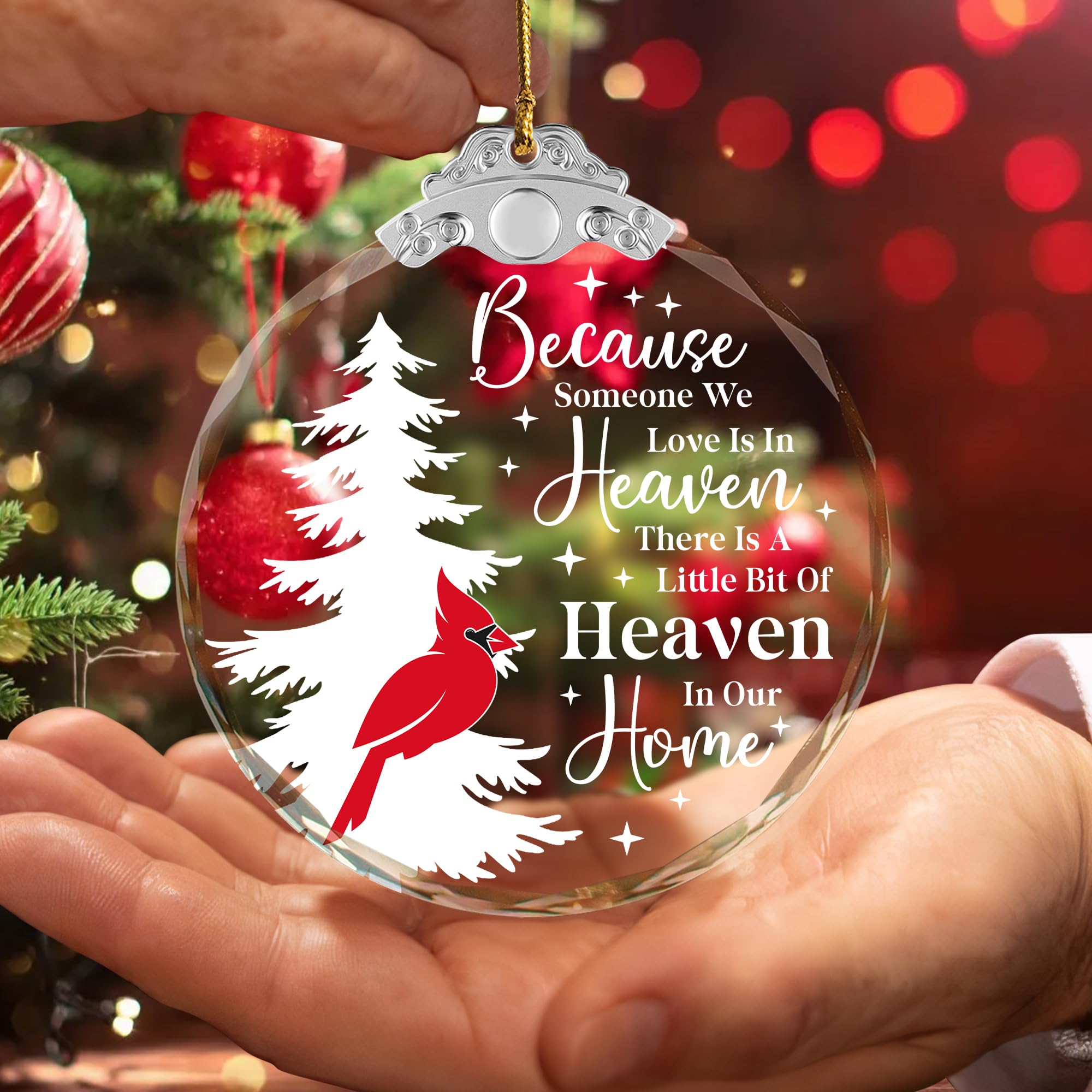 Cardinal Memorial Christmas Ornament - Crystal Remembrance Gift For Loss Of Loved One