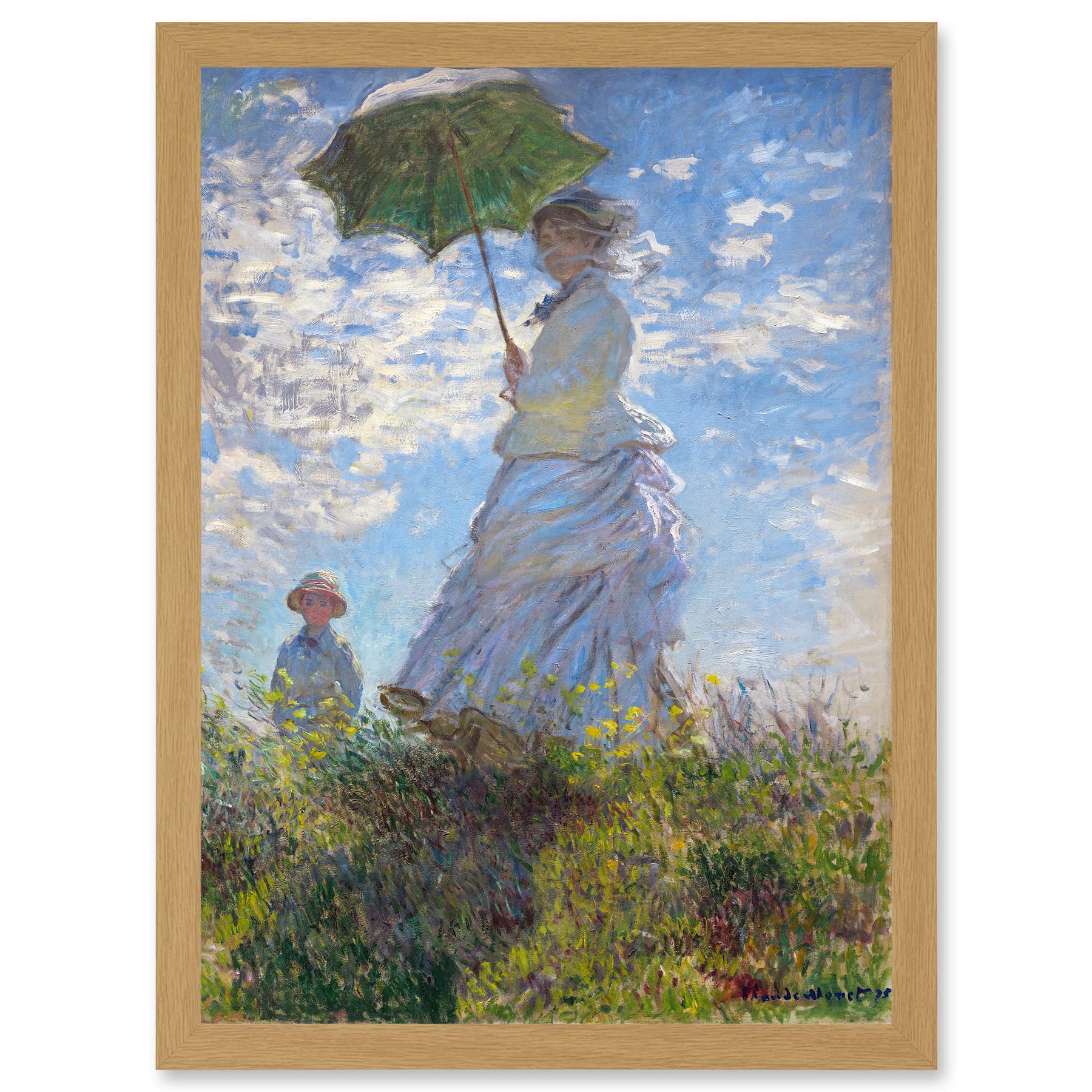Artery8 Claude Monet Woman With Parasol Madame Monet And Son Painting Artwork Framed Wall Art Print A4