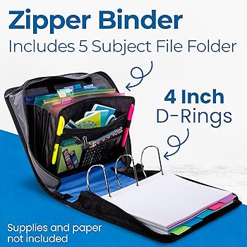Amazon.com : Case-it King Sized Zip Tab School Zipper Binder