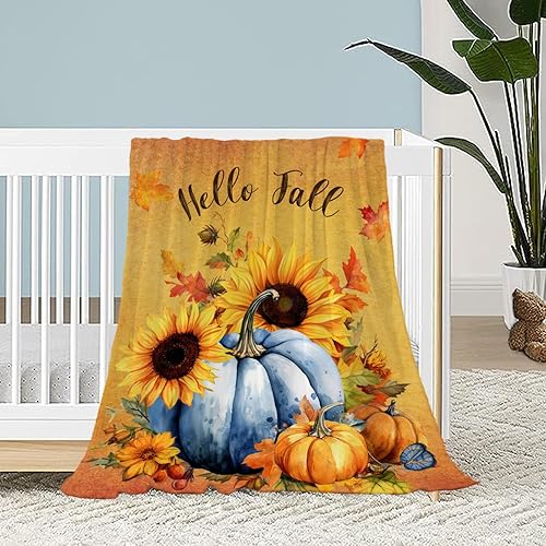 Miniatura 1 de Neatee Living Manta decorativa de otoño para bebé, manta para mascotas, color naranja, Acción de Gracias, calabaza, girasol, para cuna, bebé,