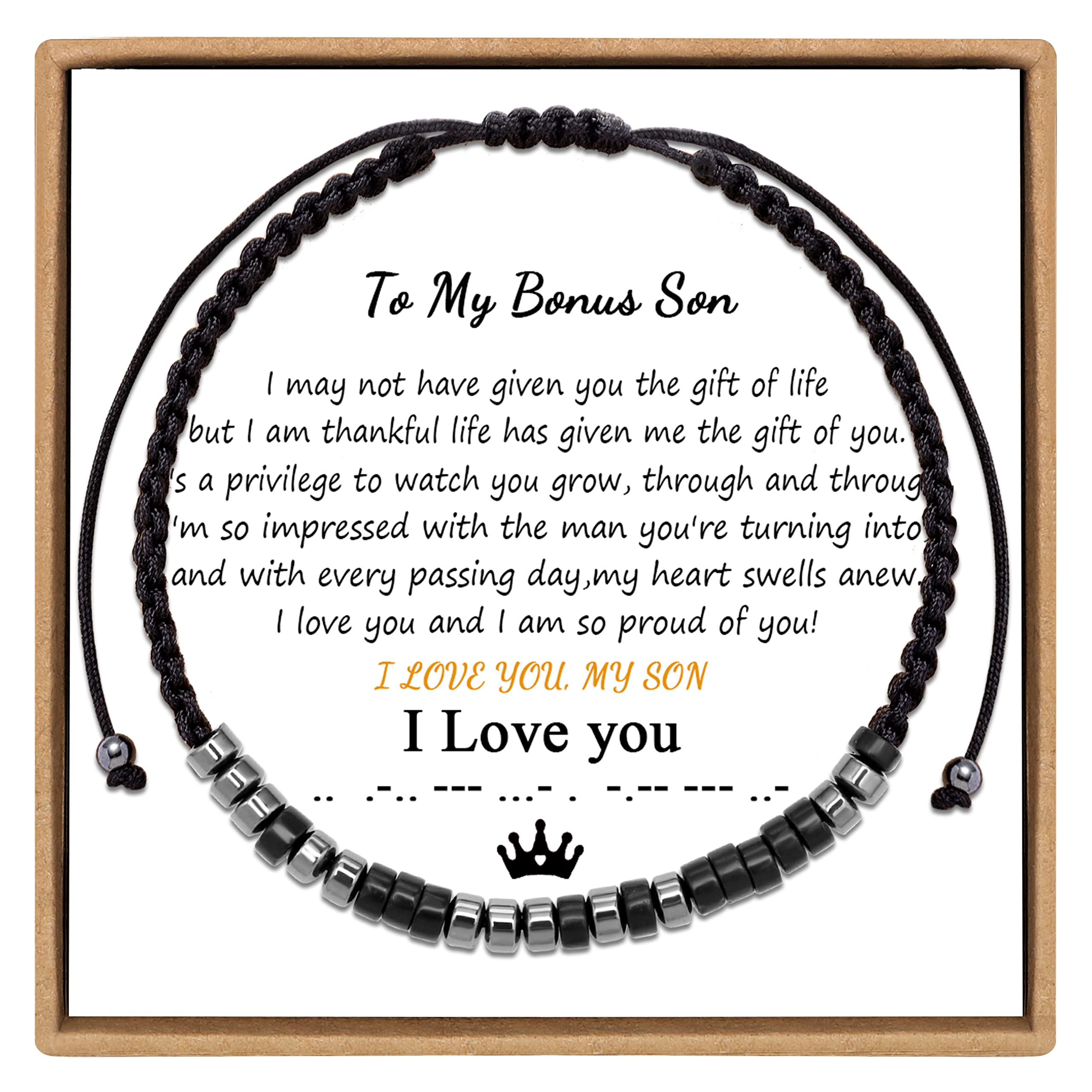 JoycuFFMorse Code Bracelet for Women Men Couple Lover Friend Son Daughter Sister Aunt Wife Girlfriend Cousin Adjustable Strand Engraved Matching Bracelet Set 2 PCS Secret Message Hematite Beads Unique Funny