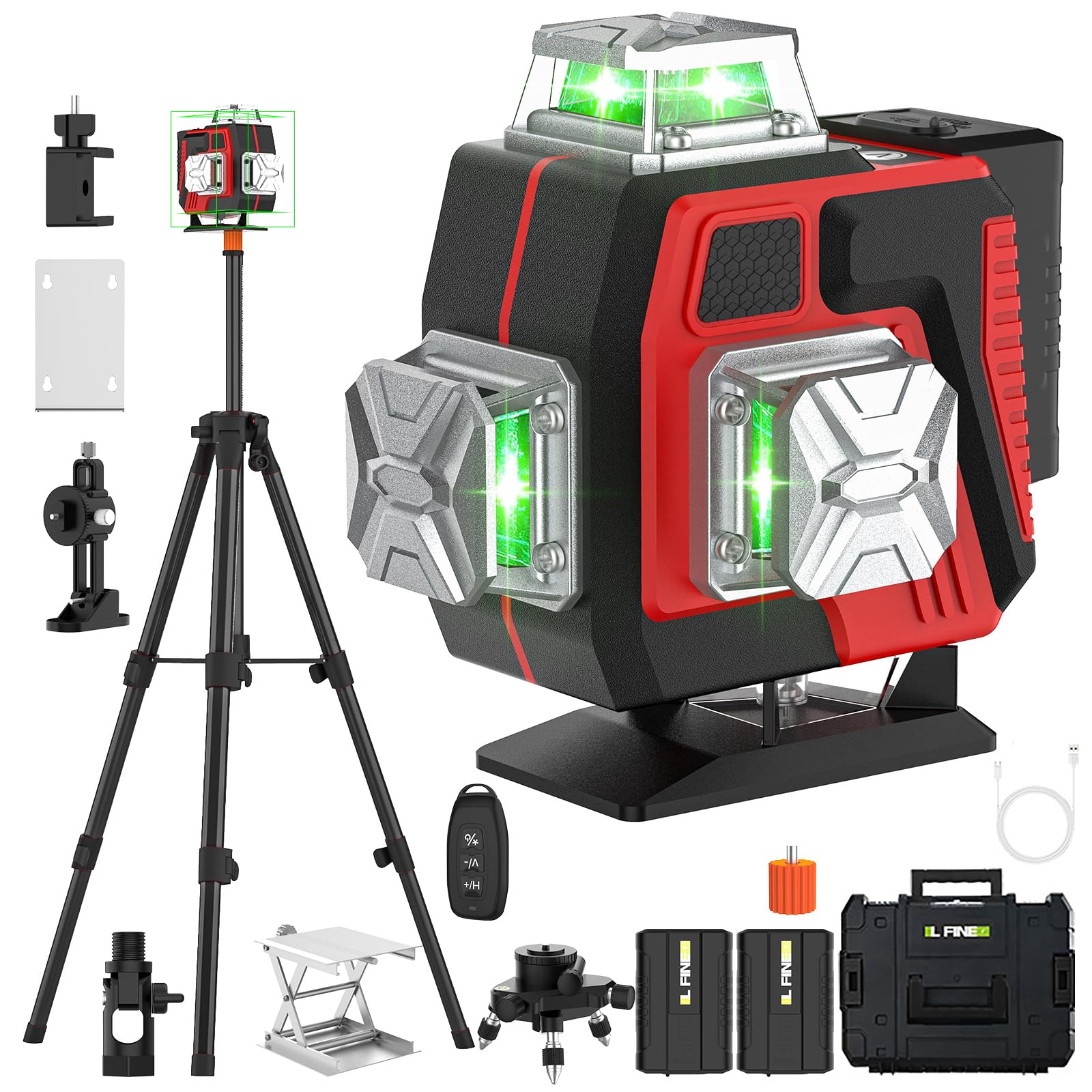 LasGoo Kreuzlinienlaser Selbstnivellierend 3 X 360°, Grüne 3D Laser