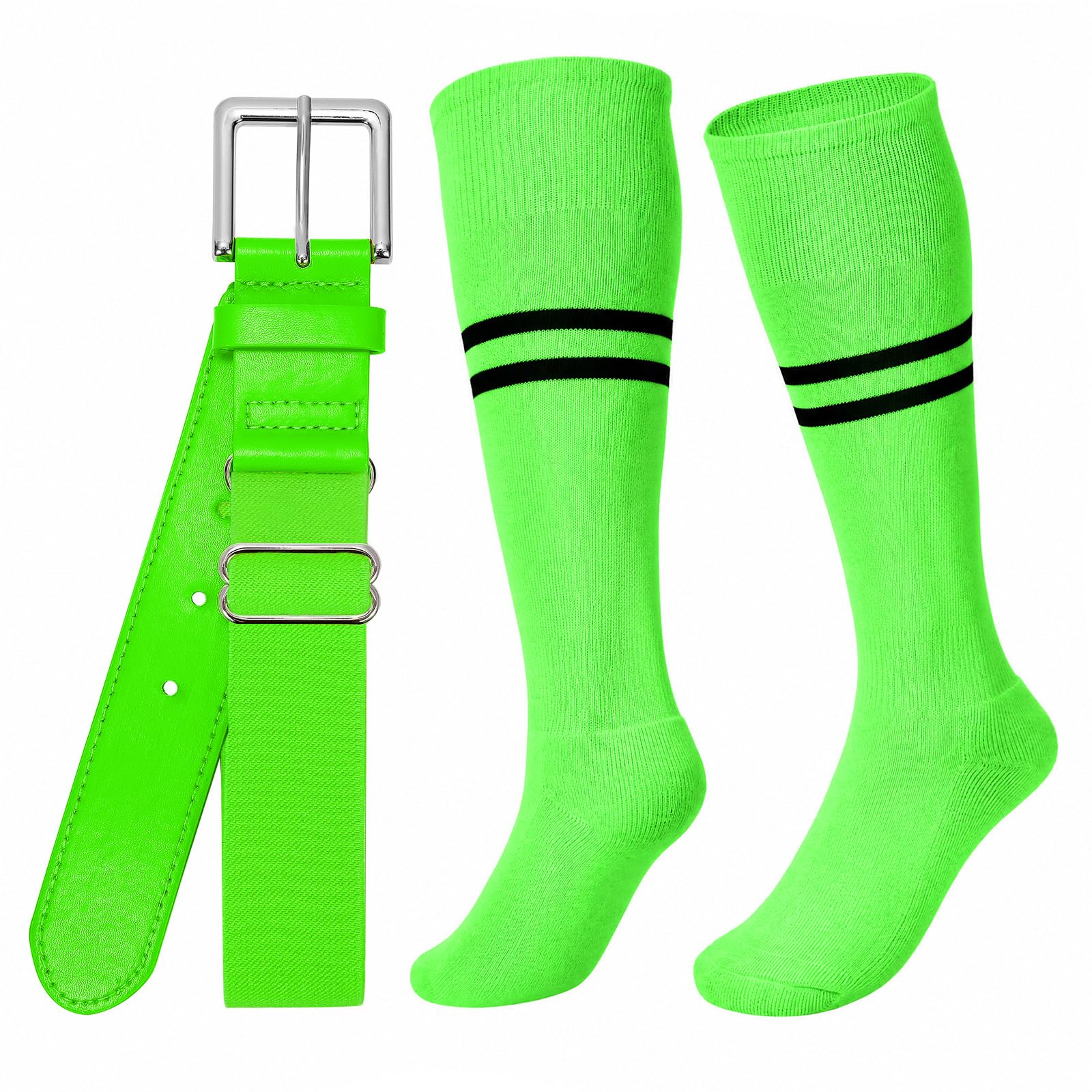 XZQTIVE Baseball Softball Socks and Belt Combo Set Adjustable Softball Socks and Elastic Belt for Kids Youth Adult
