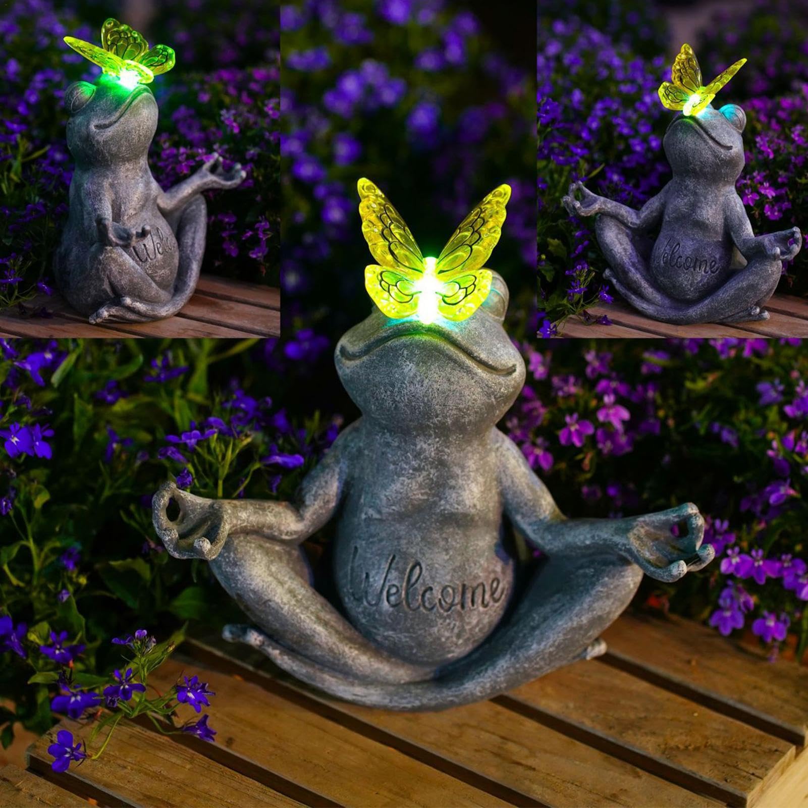 Rana Solare Decorativa Per Giardino - Luce A Ombrello, Impermeabile IP65, Resina - Foto 7