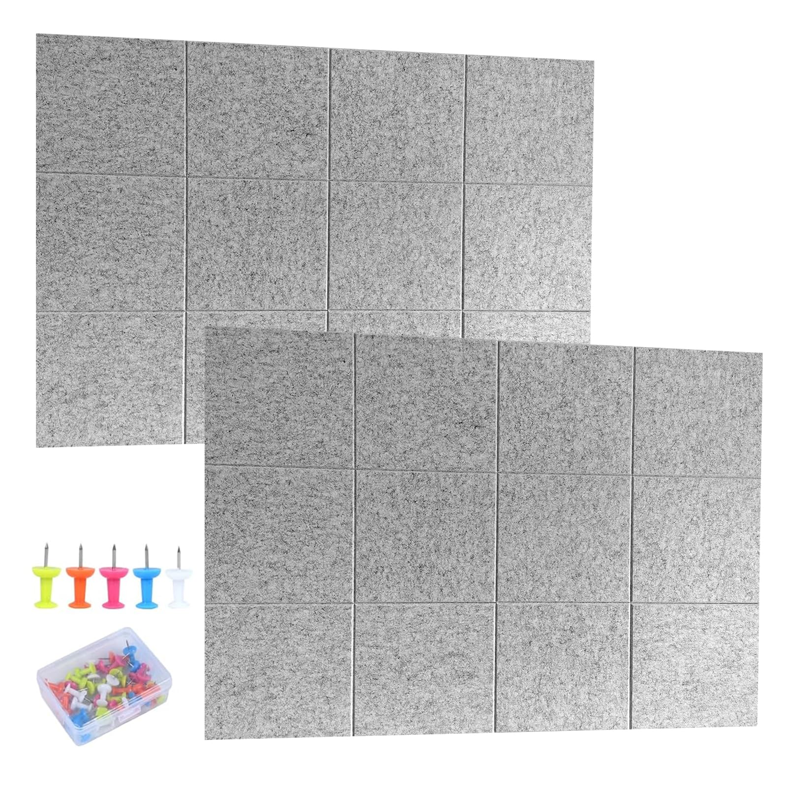 large cork board for walls - 24 pack 70"x47" felt corkboard tiles for office wall, felt bulletin board pin board with pushpins large pin tack board for home office walls decor-gray