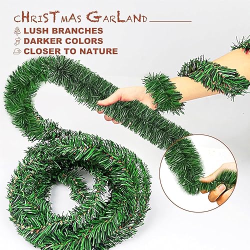 Miniatura 3 de Guirnalda de Navidad de 54 pies  3 soportes de guirnalda artificial de hoja perenne suave para decoración de Navidad, guirnaldas no iluminadas para