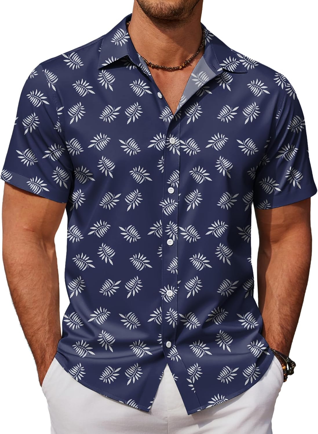 COOFANDY Mens Summer Shirts Button Up Hawaiian Shirts Short Sleeve Casual Beach Wear Clothing