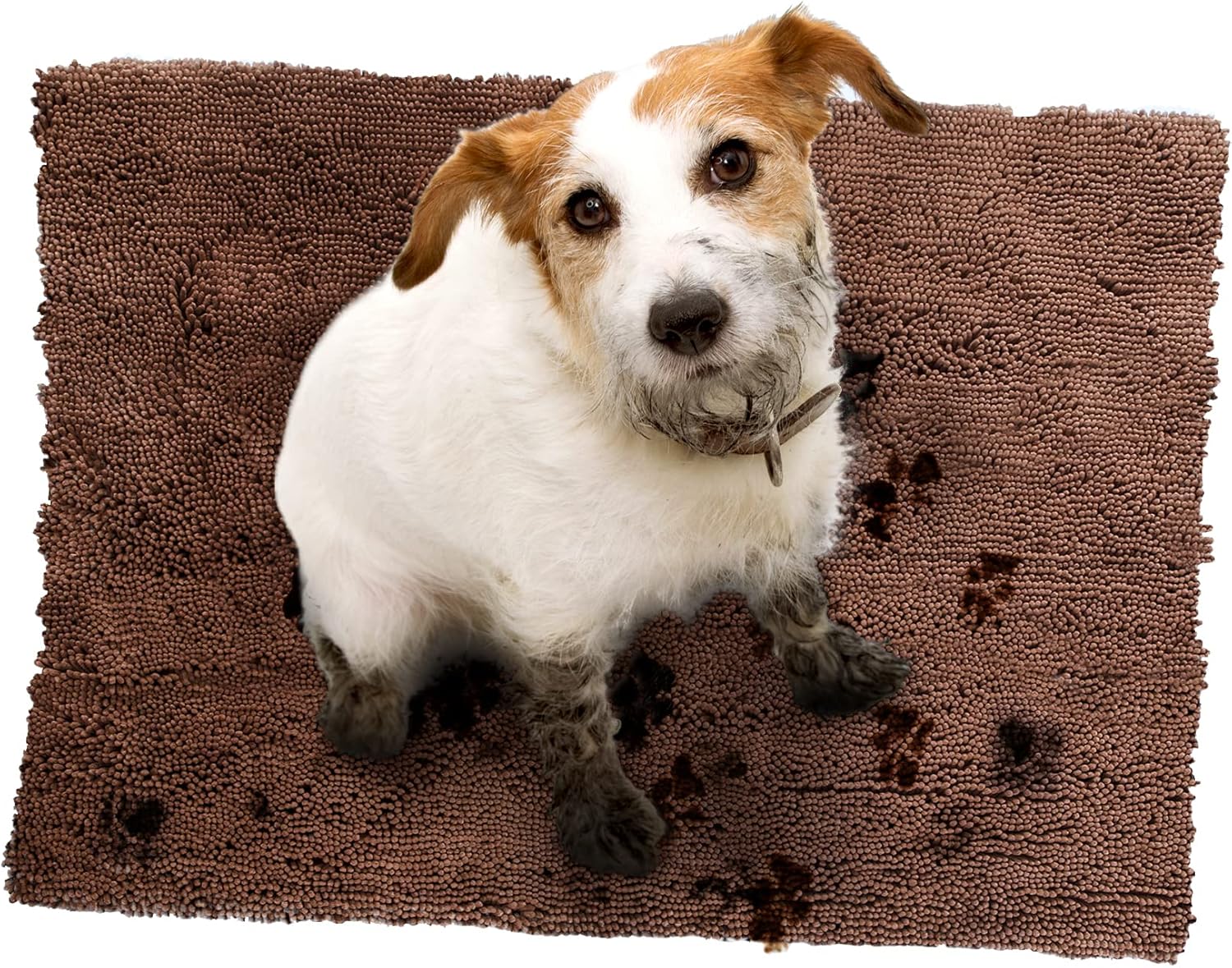 Soggy Doggy Dog Door Mat – Large Absorbent Chenille Microfiber Dog Rug for Muddy Paws, Wet Dogs & Entryway Floors, Non-Slip Backing, Machine Washable Doormat – Dark Chocolate, 26” x 36”