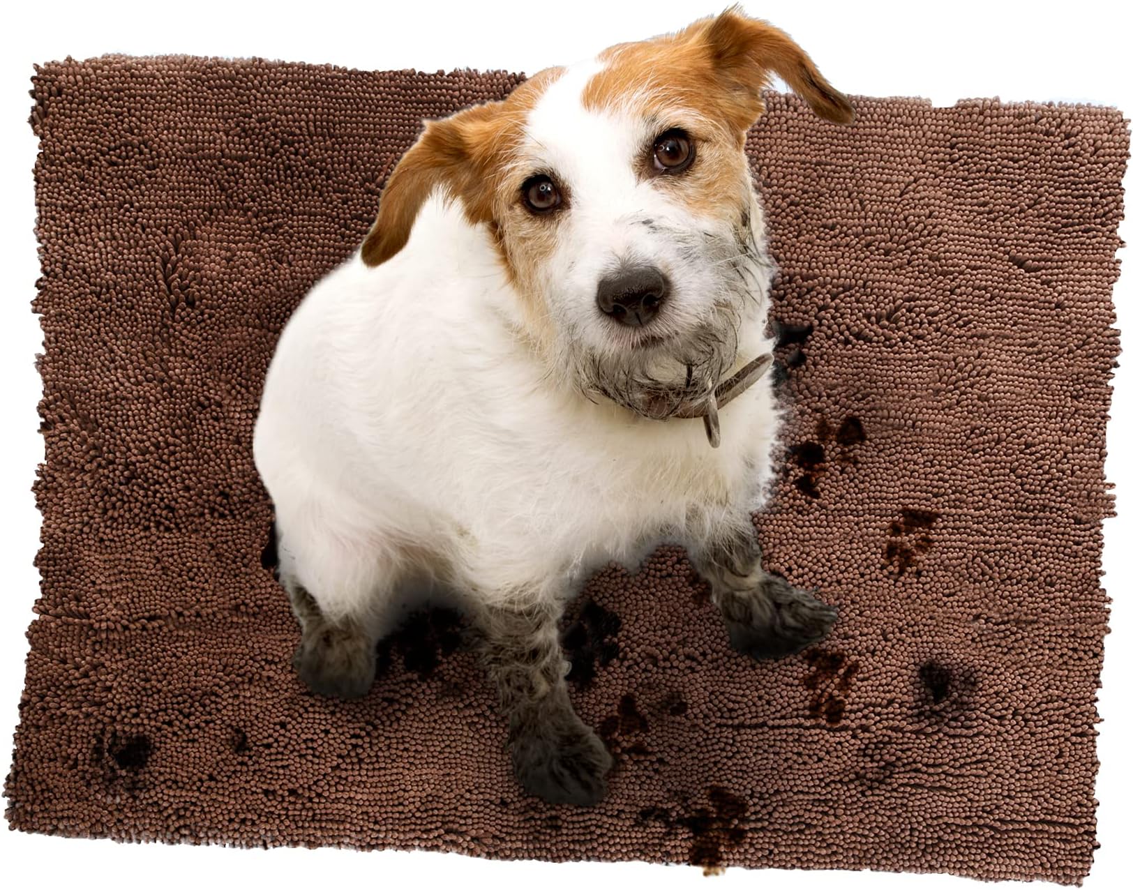 Soggy Doggy Doormat Microfiber Chenille for Wet Dog Paws, Large 26 x 36 Inch, Dark Chocolate No Bone