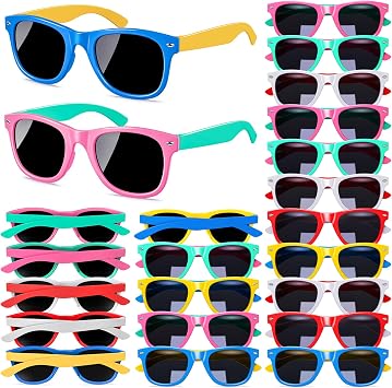 24Pcs Kids Sunglasses Bulk Party Favors with UV 400 Protection, Neon Sunglasses for Kids Age 3-8 Boys Girls for Summer Beach Essentials Preschool Classroom Prizes Birthday Gift Goodie Bags Stuffers