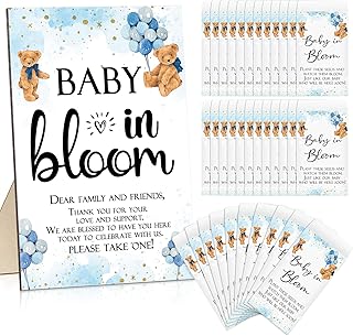 Baby Shower Party Seed Packets Favors for Guests Baby in Bloom Sign 100 Pcs Baby Shower Seed Packets Self Adhesive Seed Envelopes Storage Baby in Bloom Baby Shower Decoration, No Seeds (Bear Style)