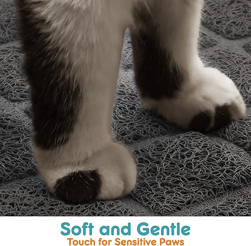 Miniatura 4 de Conlun Tapete de arena para gatos, 24 x 17 pulgadas, malla de PVC duradera de alta calidad con control de dispersión, antideslizante, menos