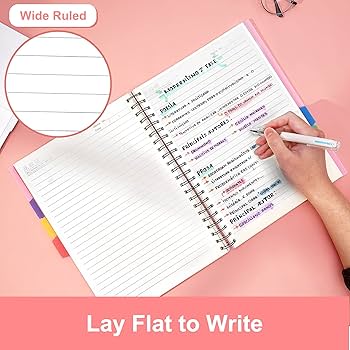 Amazon.com : CAGIE 5 Subject Notebook 8.5 x 11，A4 Spiral