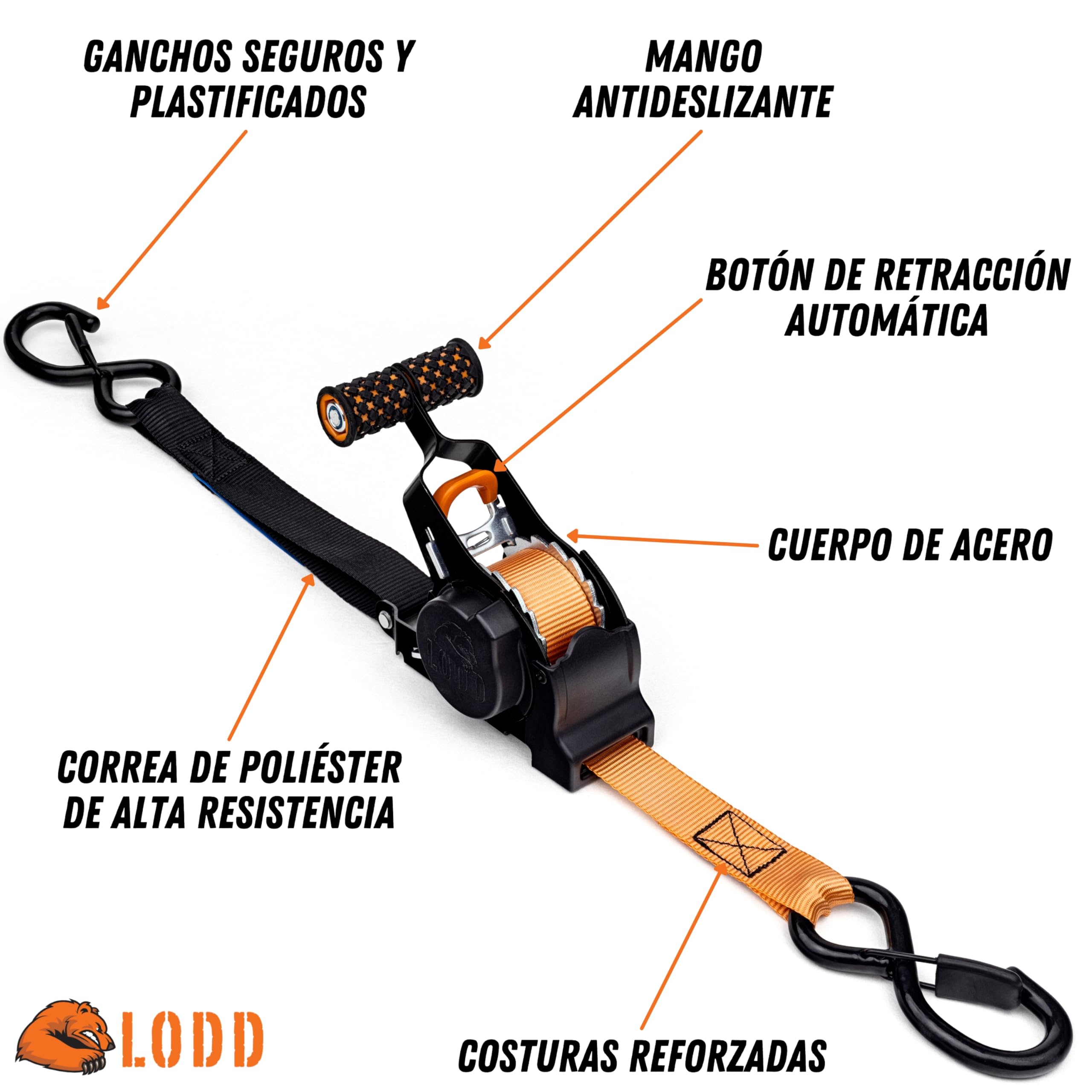 Correas con Trinquete Automático 5m 25mm Ganchos en J LC 350kg / 700kg en U | Enrollador de Correa Automático | Correa de Amarre Retráctil | x4 Bolsa | Furgoneta Utilitaria Camión SUV | EN 12195-2 Correas con Trinquete Automático 5m 25mm Ganchos en J LC 350kg / 700kg en U | Enrollador de Correa Automático | Correa de Amarre Retráctil | x4 Bolsa | Furgoneta Utilitaria Camión SUV | EN 12195-2