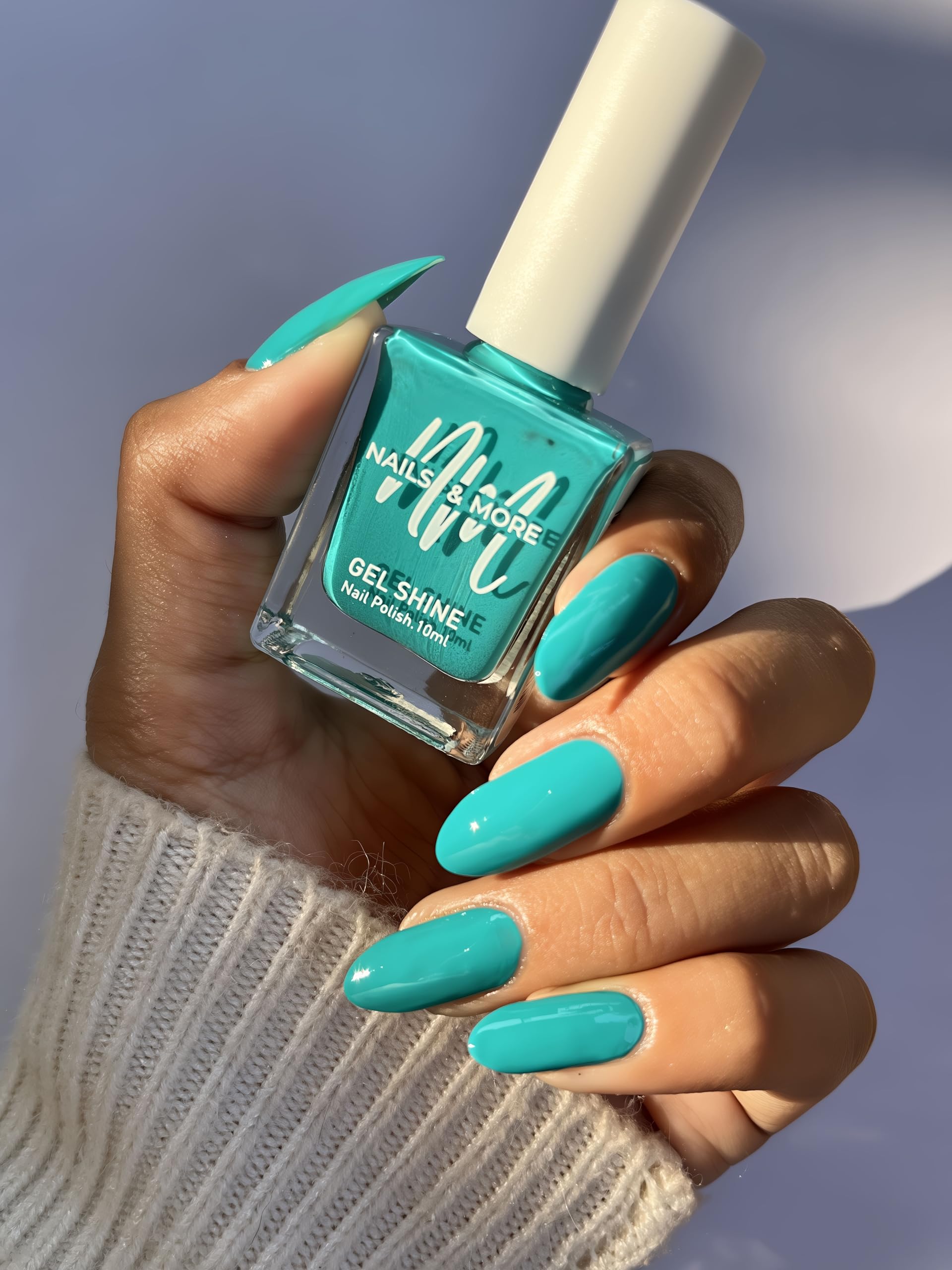 Nails & More 39 Turquoise Gel Shine Nail Polish - Argan Oil Infused, Long Lasting & Chip Resistant - Vegan & Non-Toxic Turquoise Paint for Women-image-42