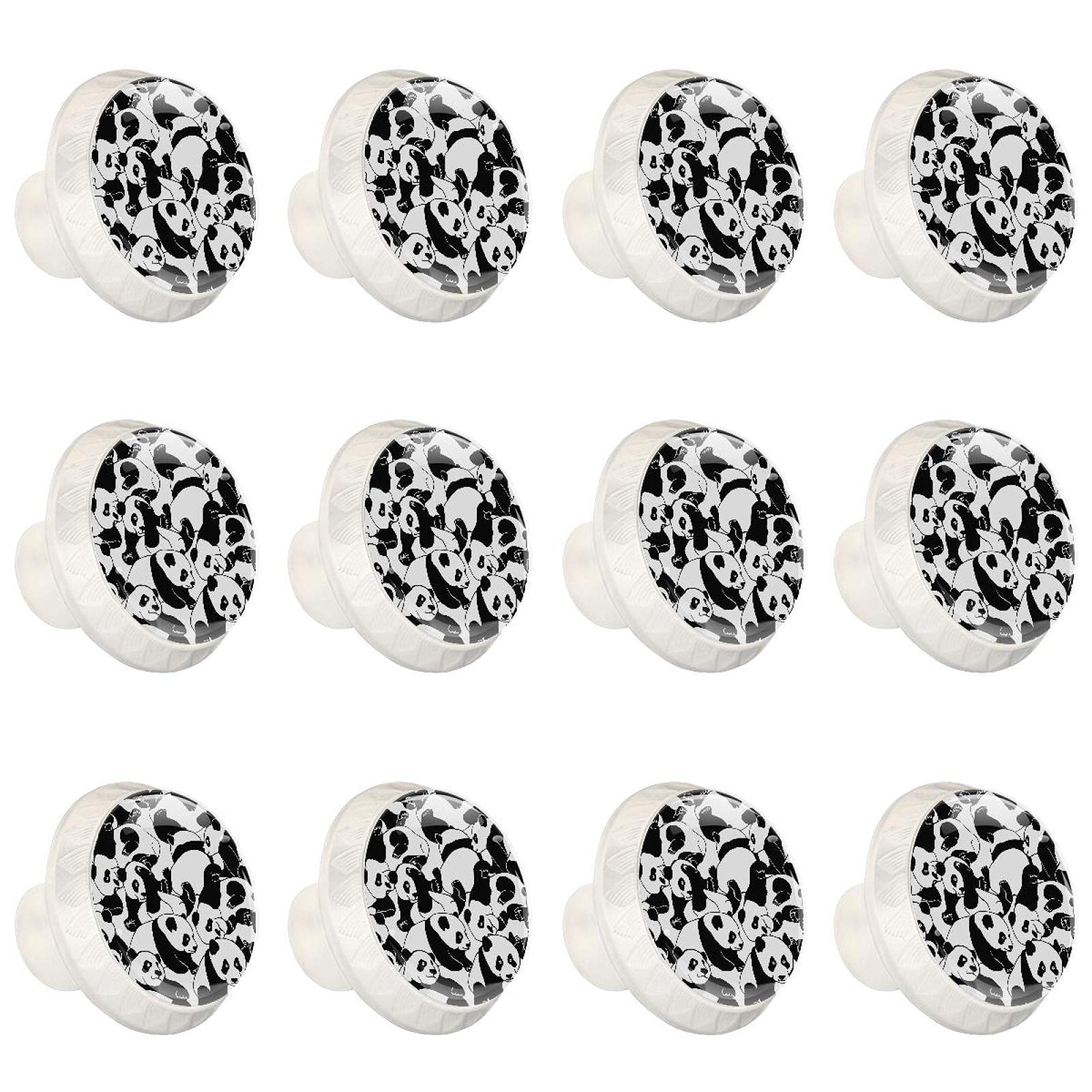 Boutons décoratifs ronds panda noir blanc haute finition pour commode